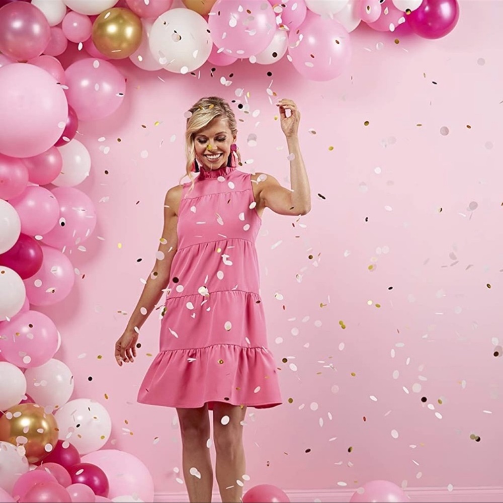 NWT Mud Pie Pink Bow Neck Dress.  Size Small